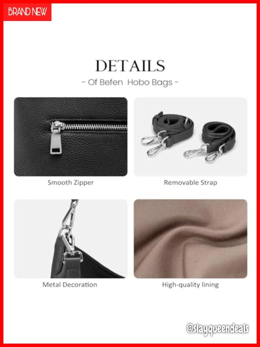 Genuine Leather Hobo Bag Anti Theft Crossbody with RFID Wallet